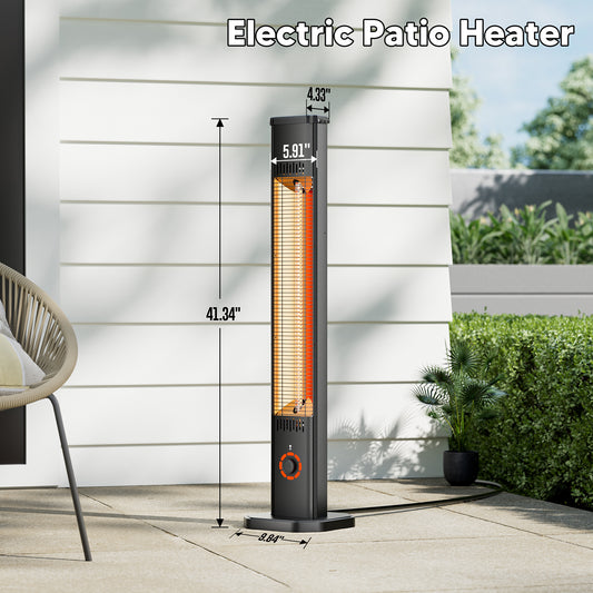 Danluke 1500W Electric Patio Heater, Portable Freestanding Infrared Heater with 8 Heat Settings, Remote Control, Black