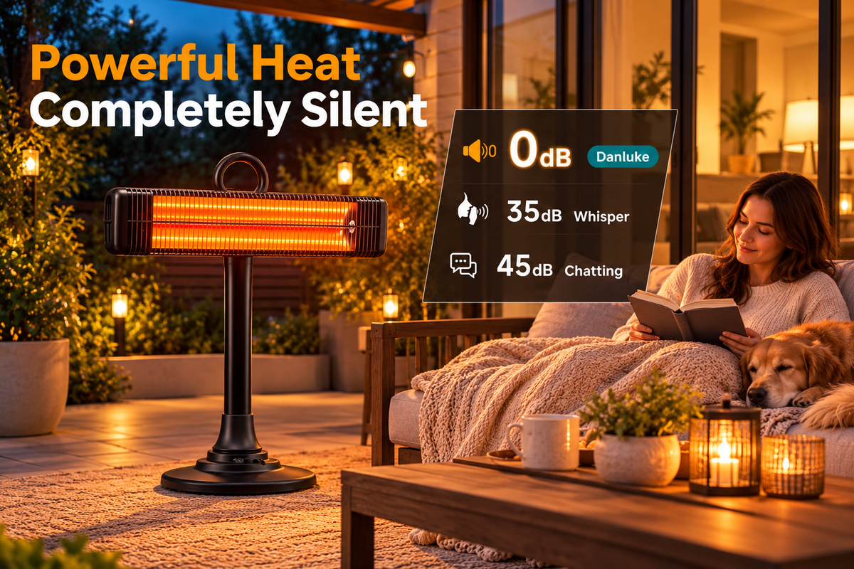 Danluke Portable Electric Patio Heater, Infrared Heater with Carry Handle, 50° Oscillation, 1000W, Black