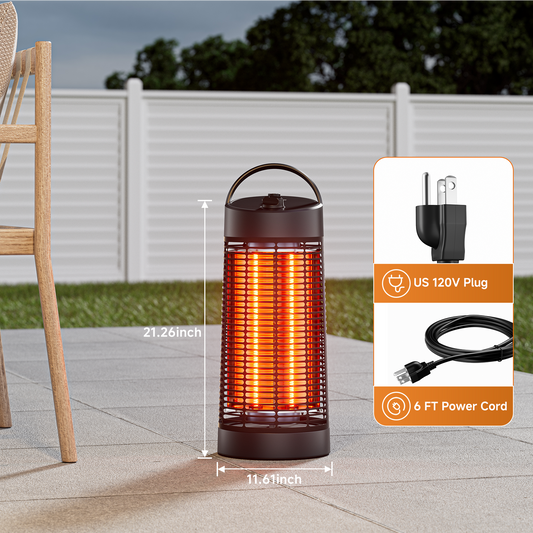 Danluke Portable Freestanding Infrared Patio Heater with Carry Handle, 1200W, Black