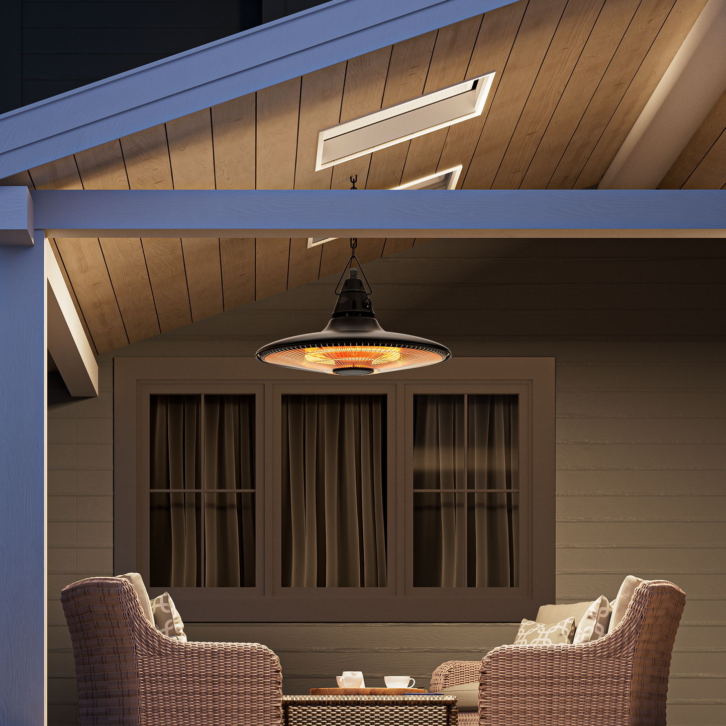 1500W Hanging Heater with Remote Control, Waterproof, Black