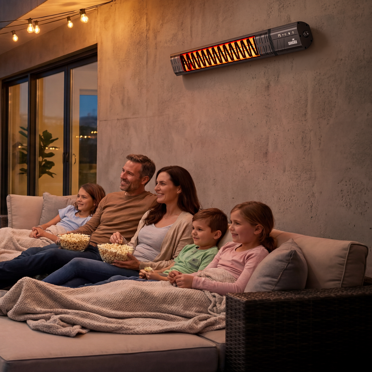 1500W Wall-Mounted Infrared Heater with Remote Control, Wifi Control, 9 Heat Levels, 24H Timers