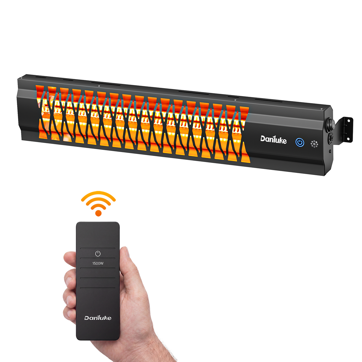 Danluke 1500W Infrared Patio Heater, Wall Mounted, Remote Control, Carbon Fiber, Black
