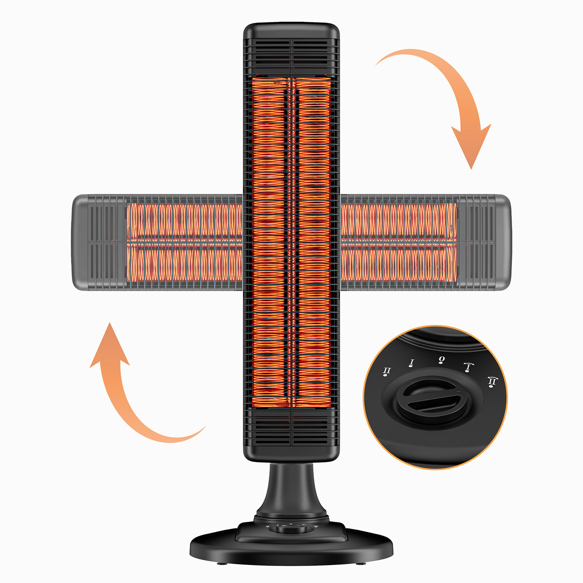Danluke Portable Electric Patio Heater, Infrared Heater with Carry Handle, 50° Oscillation, 1000W, Black