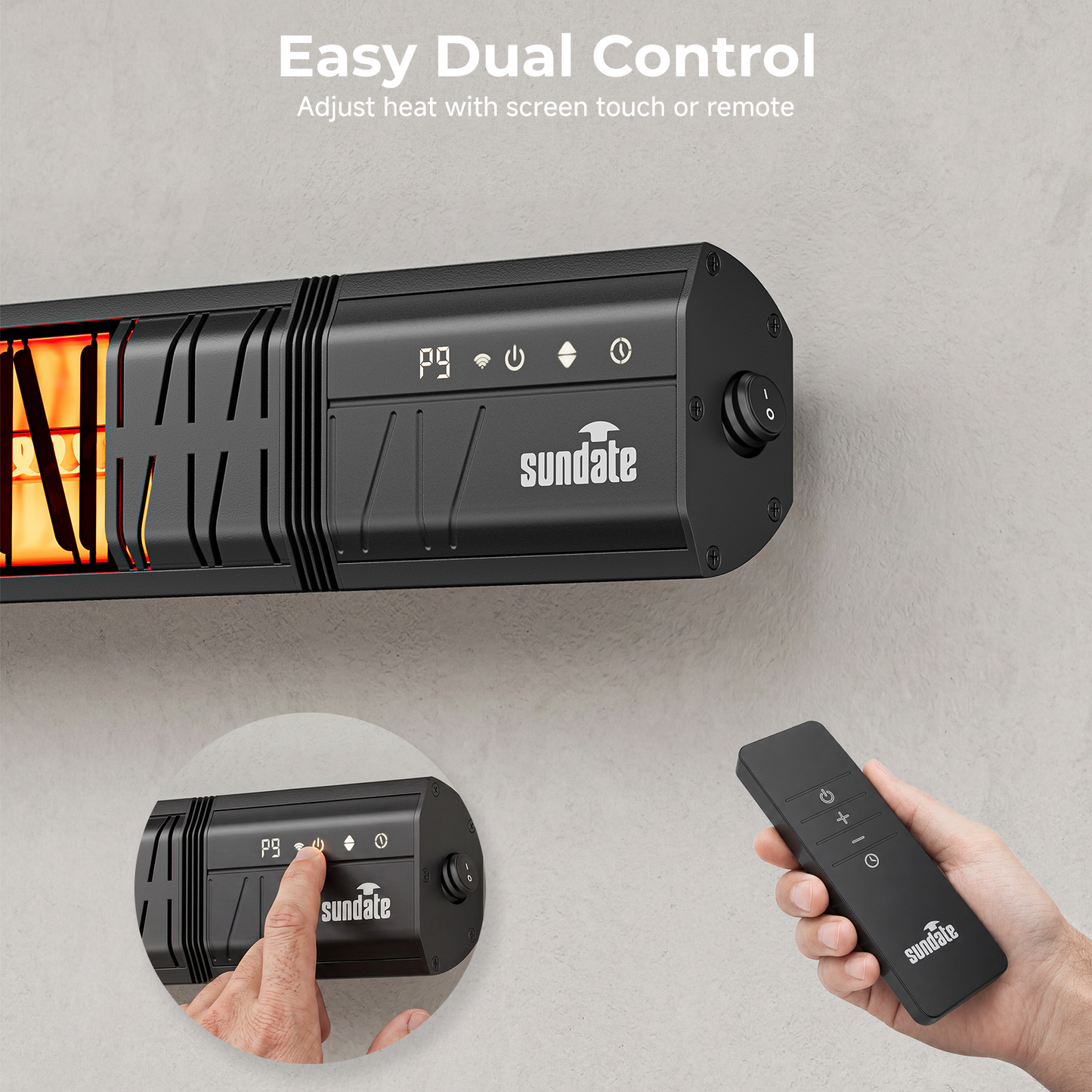 1500W Wall-Mounted Infrared Heater with Remote Control, Wifi Control, 9 Heat Levels, 24H Timers