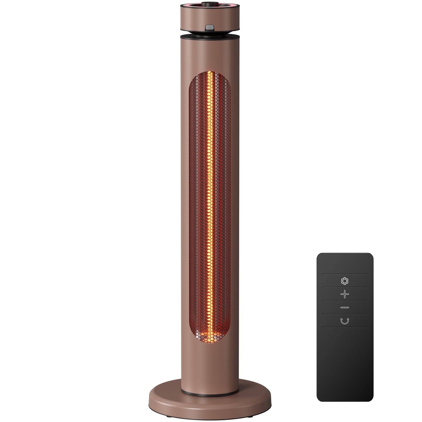 1500W Portable Infrared Heater, 8 Heat Levels, 8H Timers, Carbon Fiber Tube, Waterproof, Brown