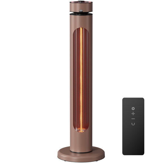 1500W Portable Infrared Heater, 8 Heat Levels, 8H Timers, Carbon Fiber Tube, Waterproof, Brown