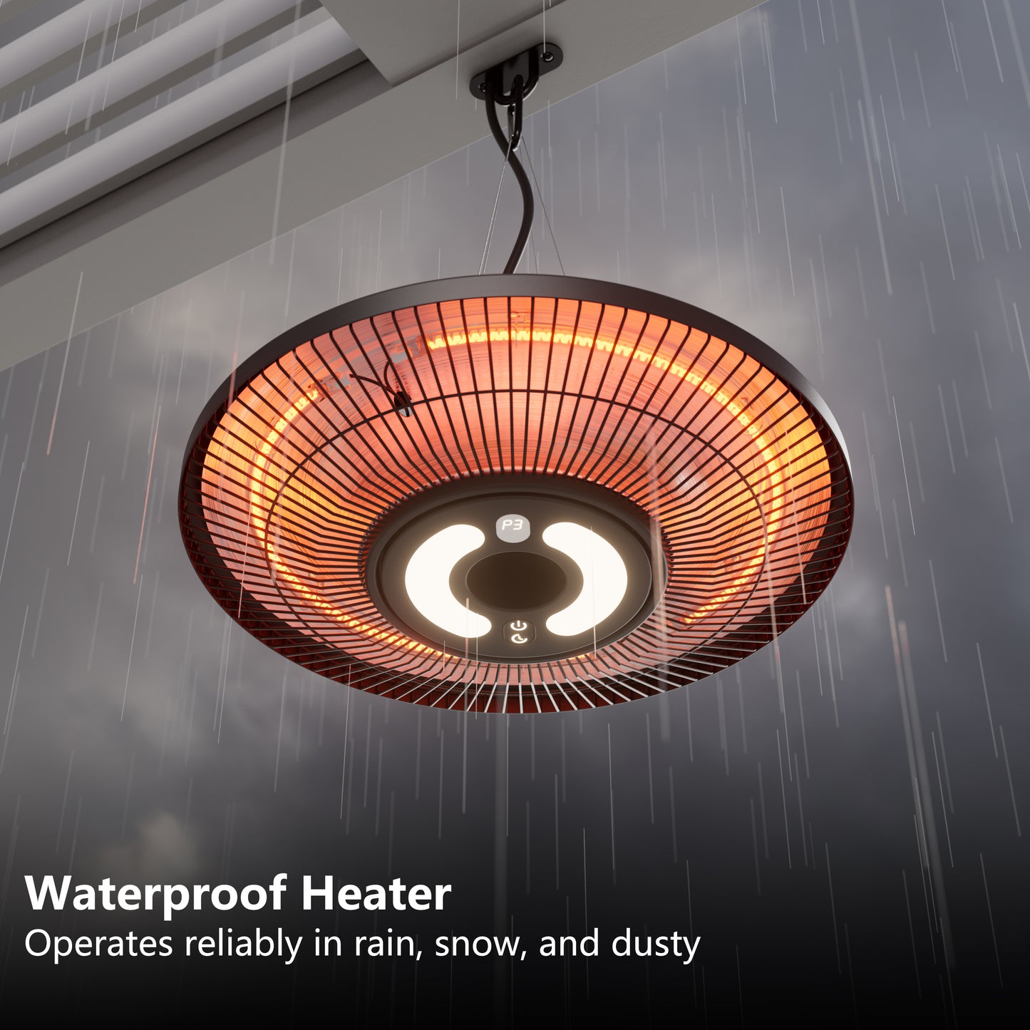 1500W Hanging Heater,Electric Ceiling Mounted Patio Heater with Light,Wifi Control, 2 Heat Levels, 24H Timers