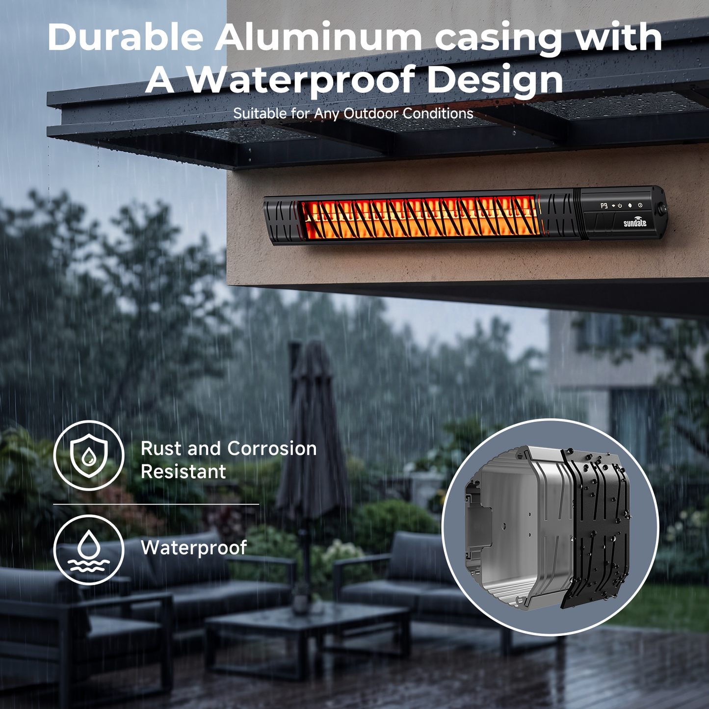 1500W Wall-Mounted Infrared Heater with Remote Control, Wifi Control, 9 Heat Levels, 24H Timers
