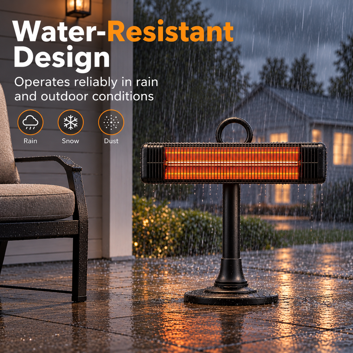 Danluke Portable Electric Patio Heater, Infrared Heater with Carry Handle, 50° Oscillation, 1000W, Black