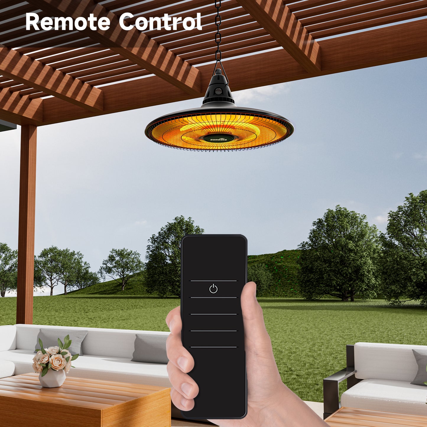 1500W Hanging Heater with Remote Control, Waterproof, Black