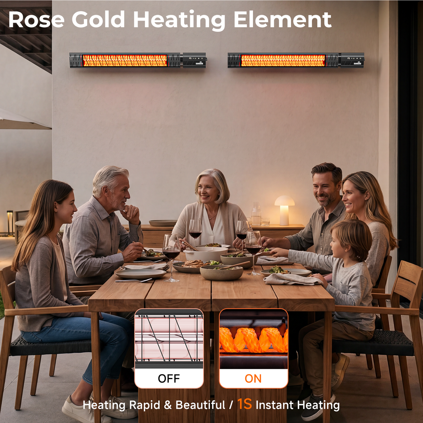 1500W Wall-Mounted Infrared Heater with Remote Control, Wifi Control, 9 Heat Levels, 24H Timers