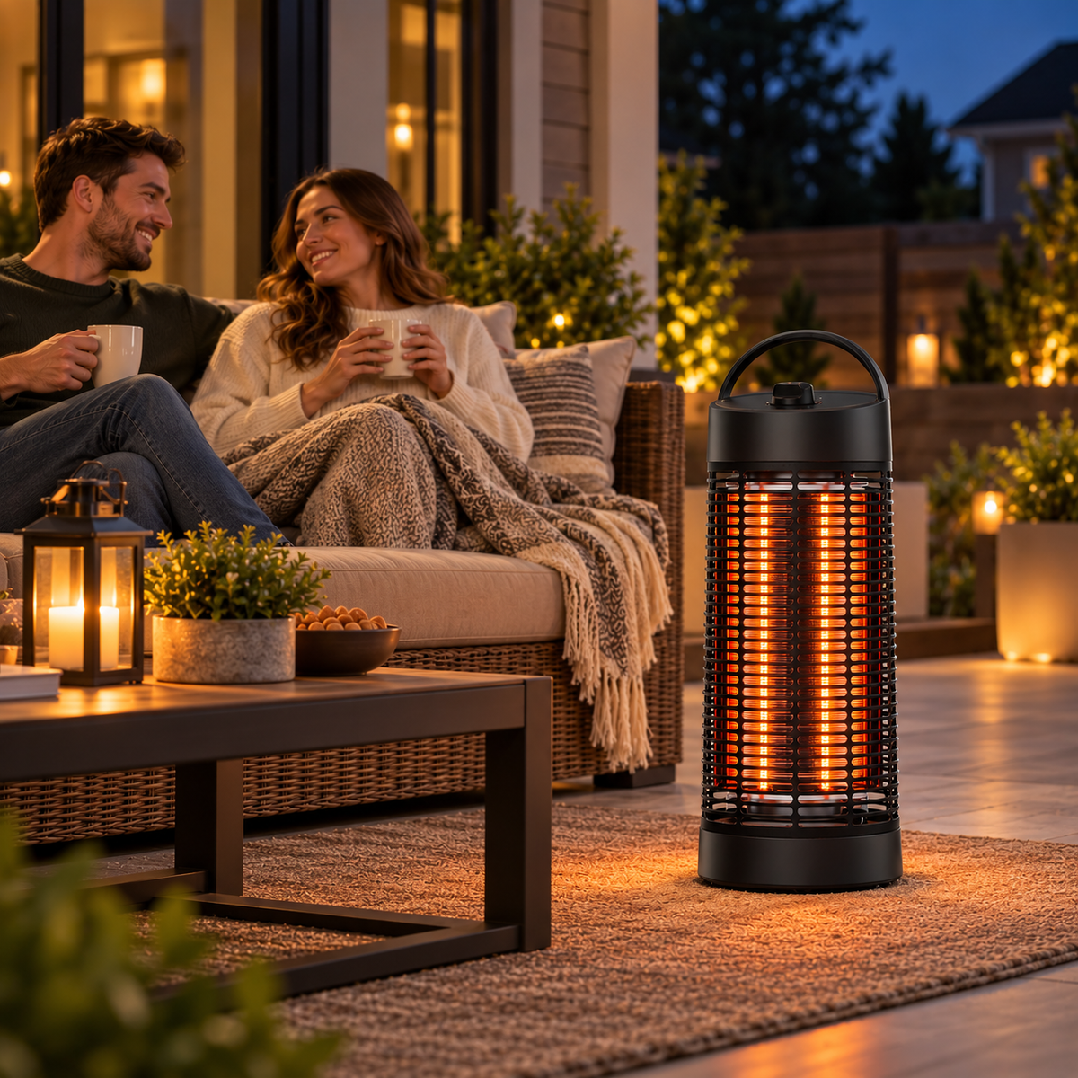 Danluke Portable Freestanding Infrared Patio Heater with Carry Handle, 1200W, Black