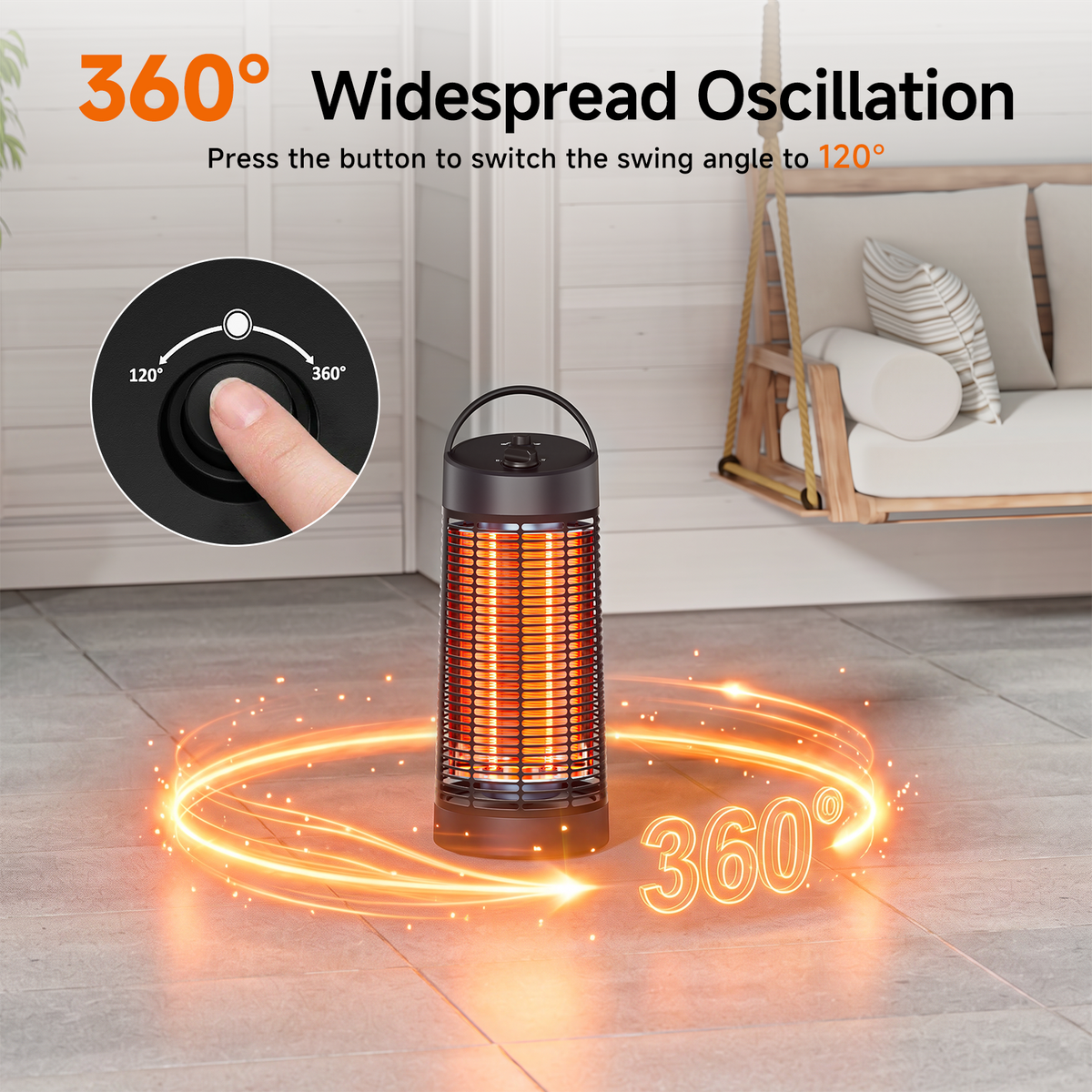 Danluke Portable Freestanding Infrared Patio Heater with Carry Handle, 1200W, Black