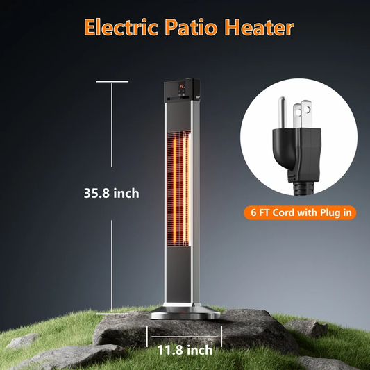 Danluke 1500W Carbon Fiber Infrared Patio Heater with Remote, Silver