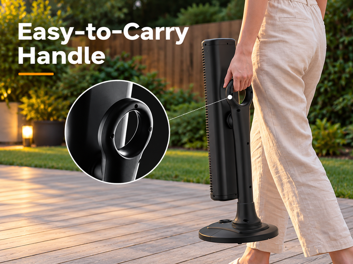 Danluke Portable Electric Patio Heater, Infrared Heater with Carry Handle, 50° Oscillation, 1000W, Black