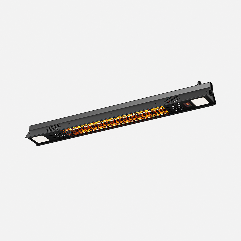 1500W Wall-Mounted Electric Patio Heater with Light, Wifi Control, Black