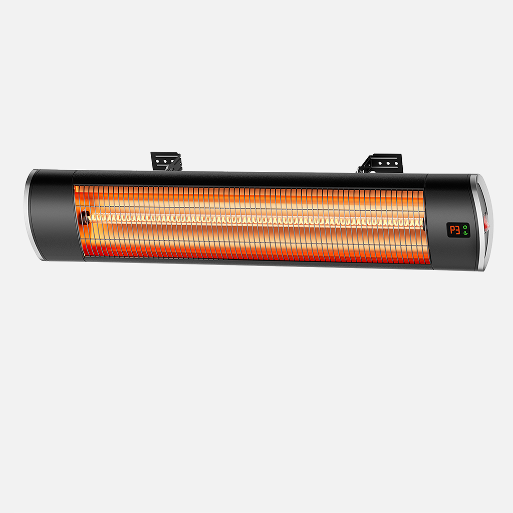 1500W Wall-Mounted Electric Patio Heater for Outdoor, 3 Heat Levels, 24H Timers, 1s Heating Carbon Fiber Tube, Black