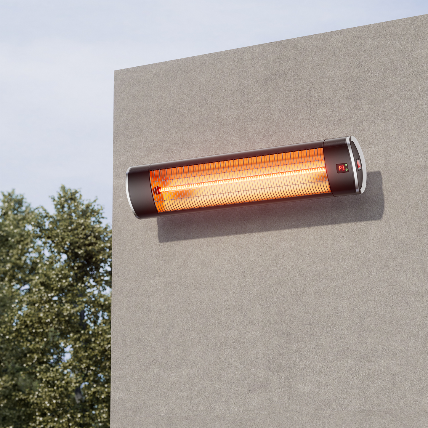 1500W Wall-Mounted Electric Patio Heater for Outdoor, 3 Heat Levels, 24H Timers, 1s Heating Carbon Fiber Tube, Black
