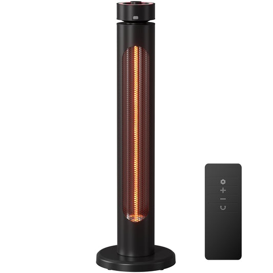 1500W Portable Infrared Heater, 8 Heat Levels, 8H Timers, Carbon Fiber Tube, Waterproof, Black