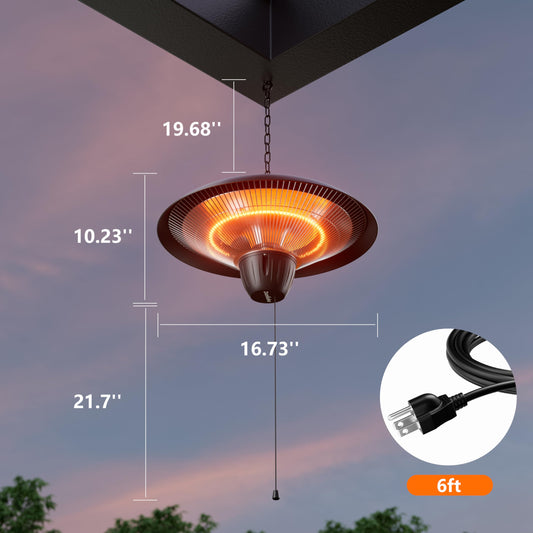 Danluke 1500W Carbon Fiber Infrared Hanging Patio Heater